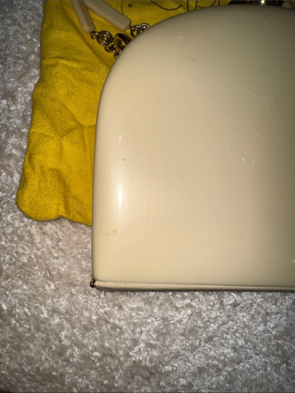 Cream Dome Clutch with Gold Chain Strap